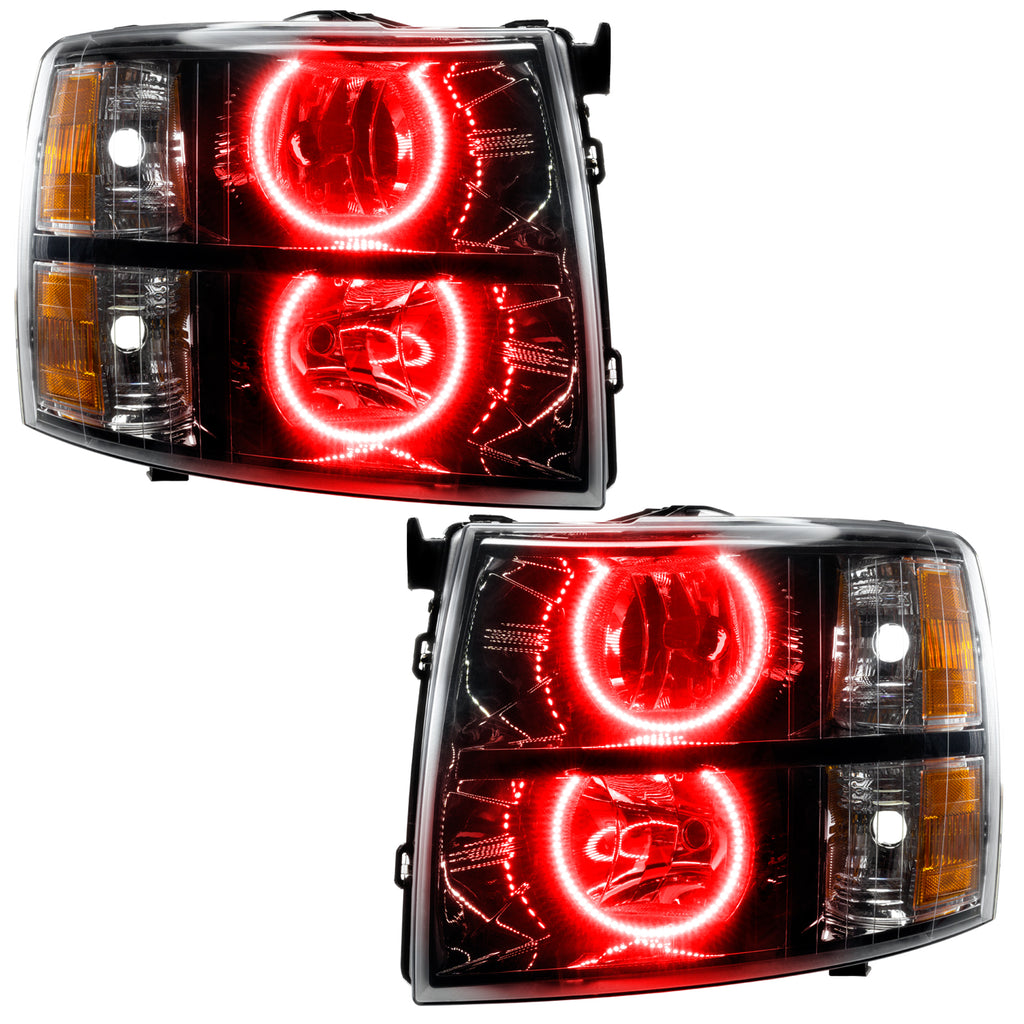 07-13-Chevrolet-Silverado-Assembled-Halo-Headlights-Round-Style---Blk-Housing--Red