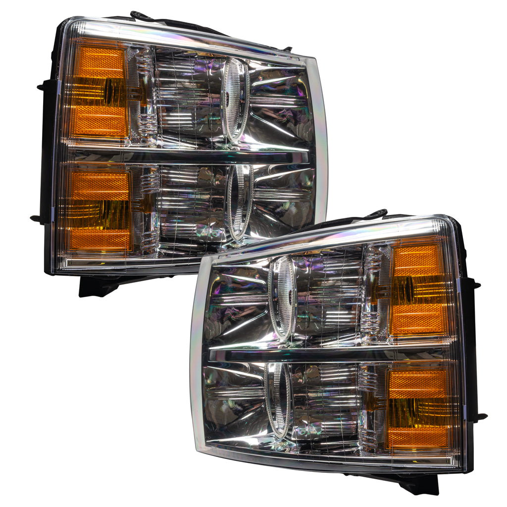 07-13-Chevrolet-Silverado-Pre-Assembled-Led-Halo-Headlights-(Round-Style)---Blue