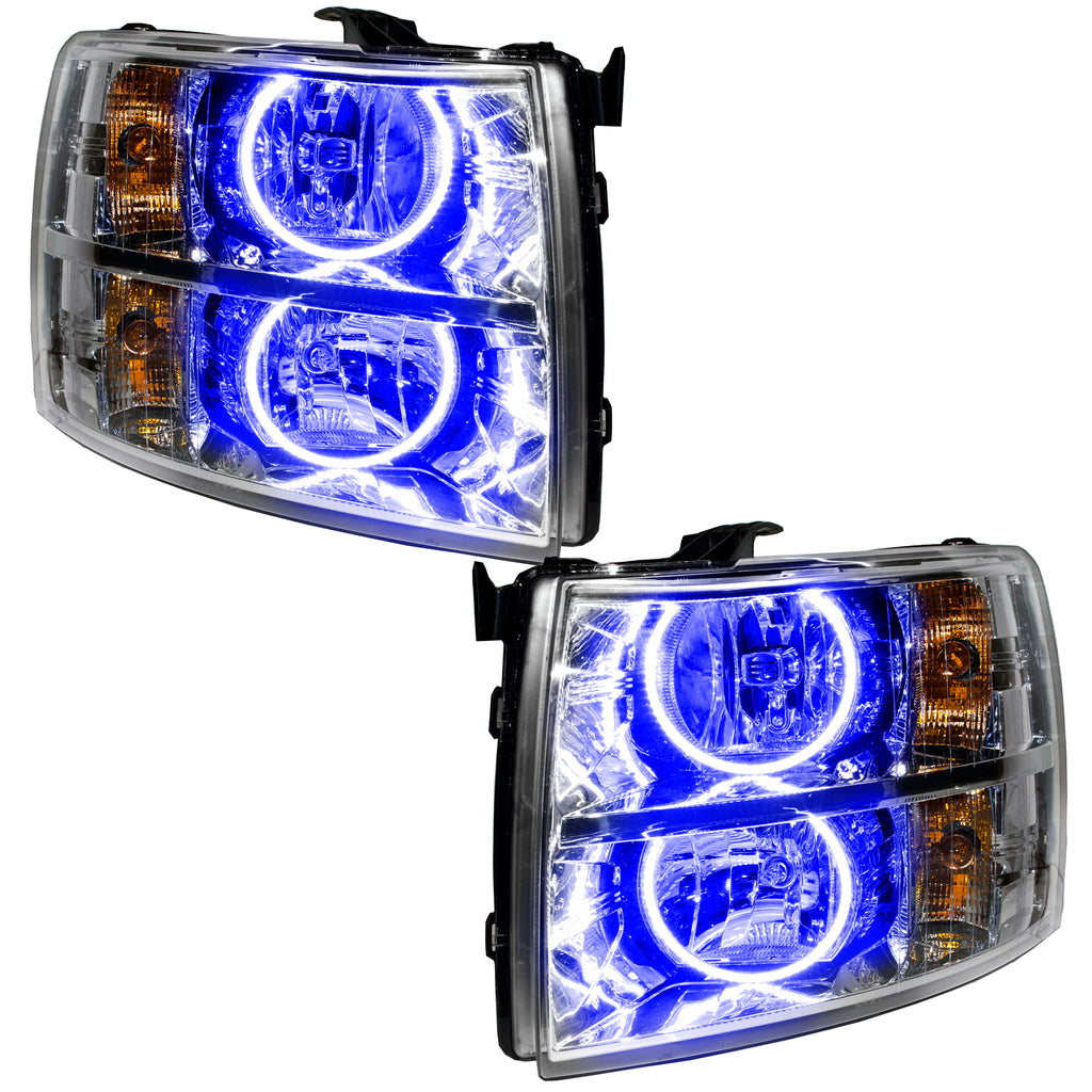 07-13-Chevrolet-Silverado-Pre-Assembled-Led-Halo-Headlights-(Round-Style)---Blue