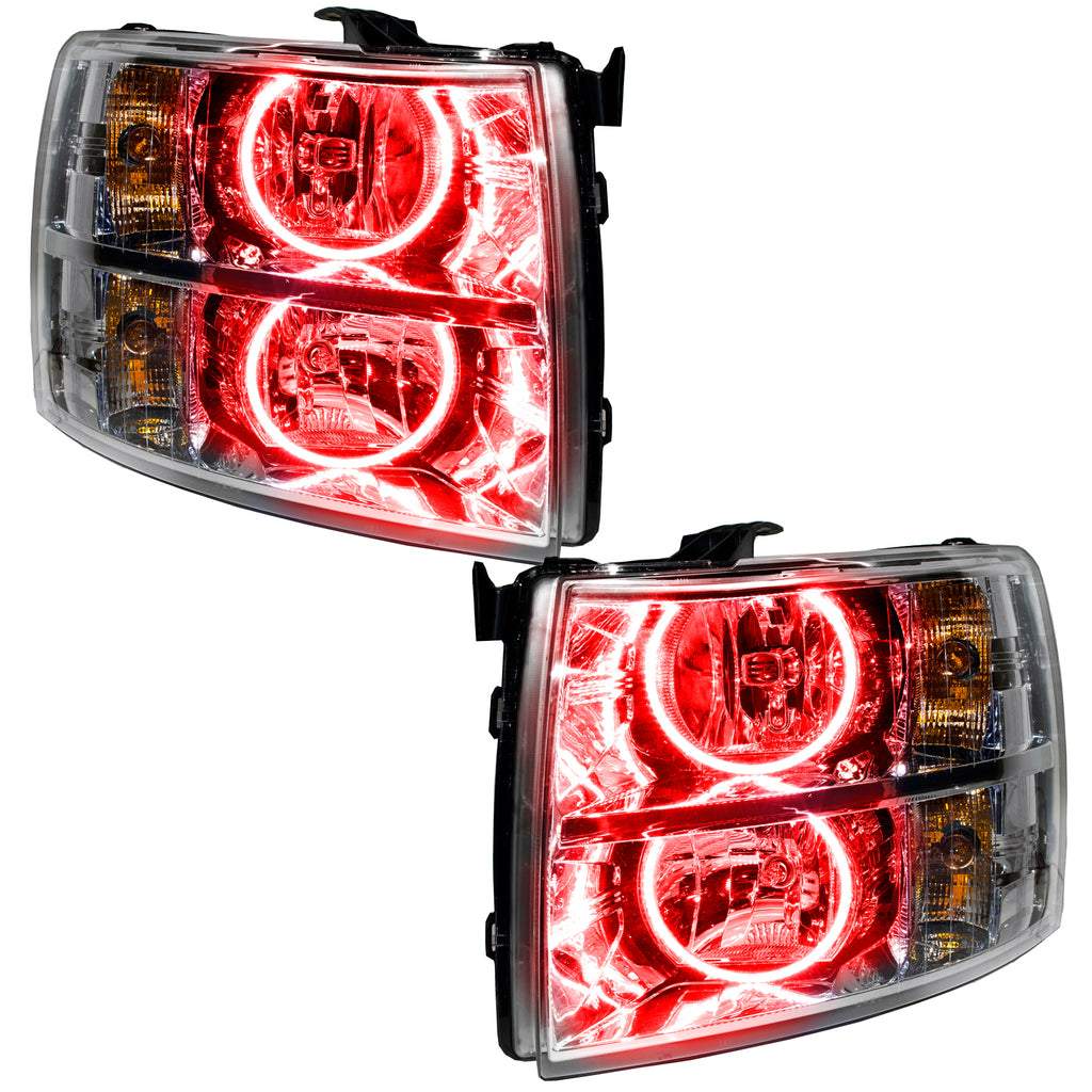 07-13-Chevrolet-Silverado-Pre-Assembled-Led-Halo-Headlights-(Round-Style)--Red