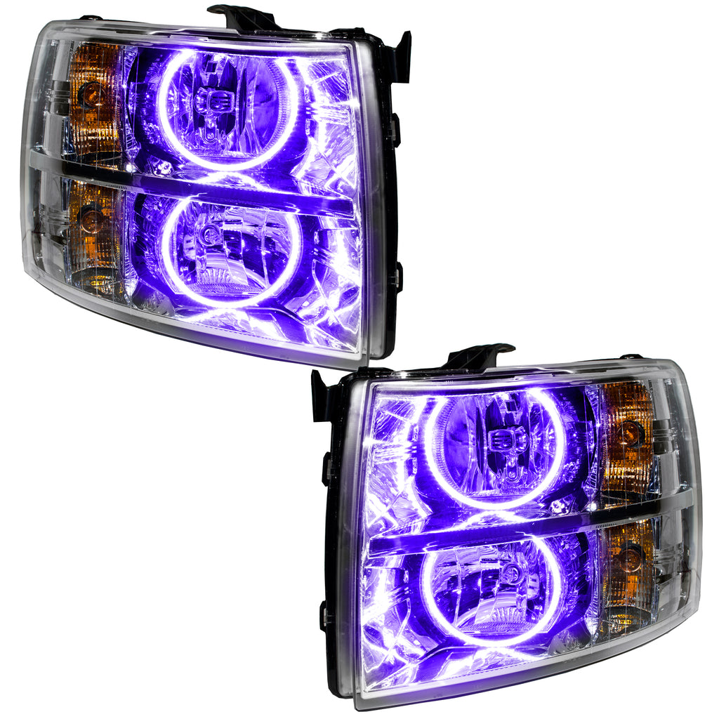 07-13-Chevrolet-Silverado-Pre-Assembled-Led-Halo-Headlights-(Round-Style)--UvPurple