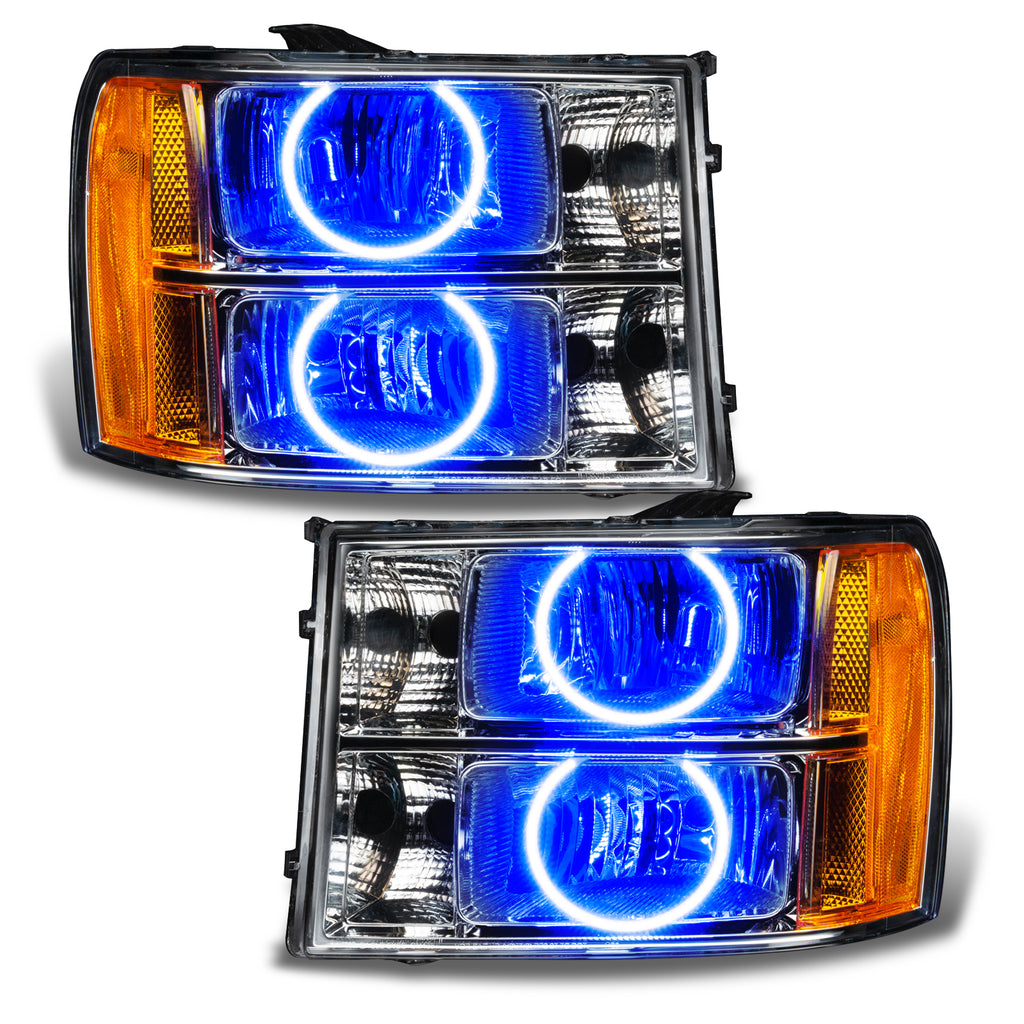 07-13-Gmc-Sierra-Pre-Assembled-Led-Halo-Headlights---(Round-Ring-Design)--Blue