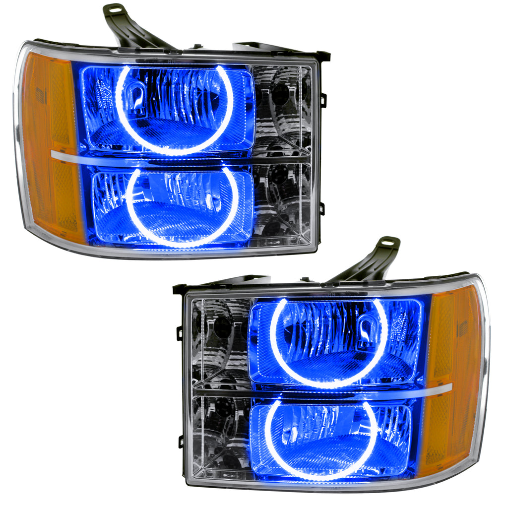 07-13-Gmc-Sierra-Pre-Assembled-Led-Halo-Headlights---(Round-Ring-Design)--Blue