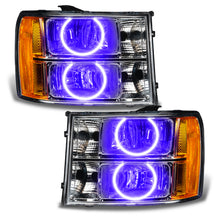 Load image into Gallery viewer, 07-13-Gmc-Sierra-Pre-Assembled-Led-Halo-Headlights---(Round-Ring-Design)--UvPurple