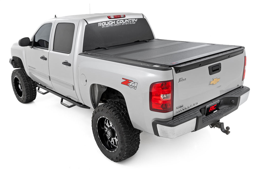 Rough Country 49113551 Hard Tri-Fold Tonneau Bed Cover for Select Chevrolet Silverado 1500, GMC Sierra