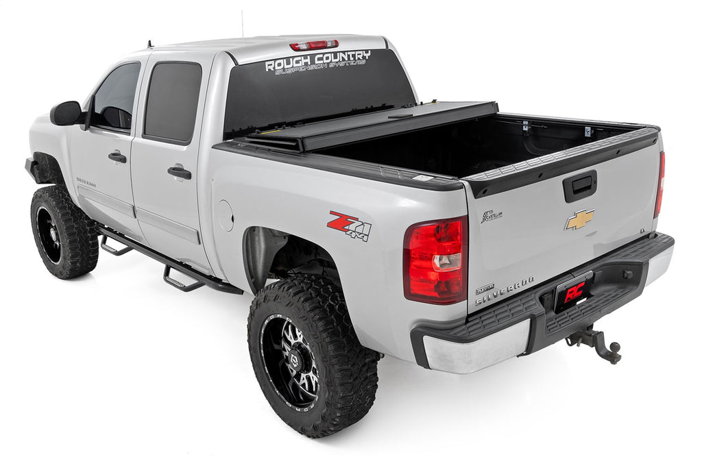 Rough Country 49113551 Hard Tri-Fold Tonneau Bed Cover for Select Chevrolet Silverado 1500, GMC Sierra
