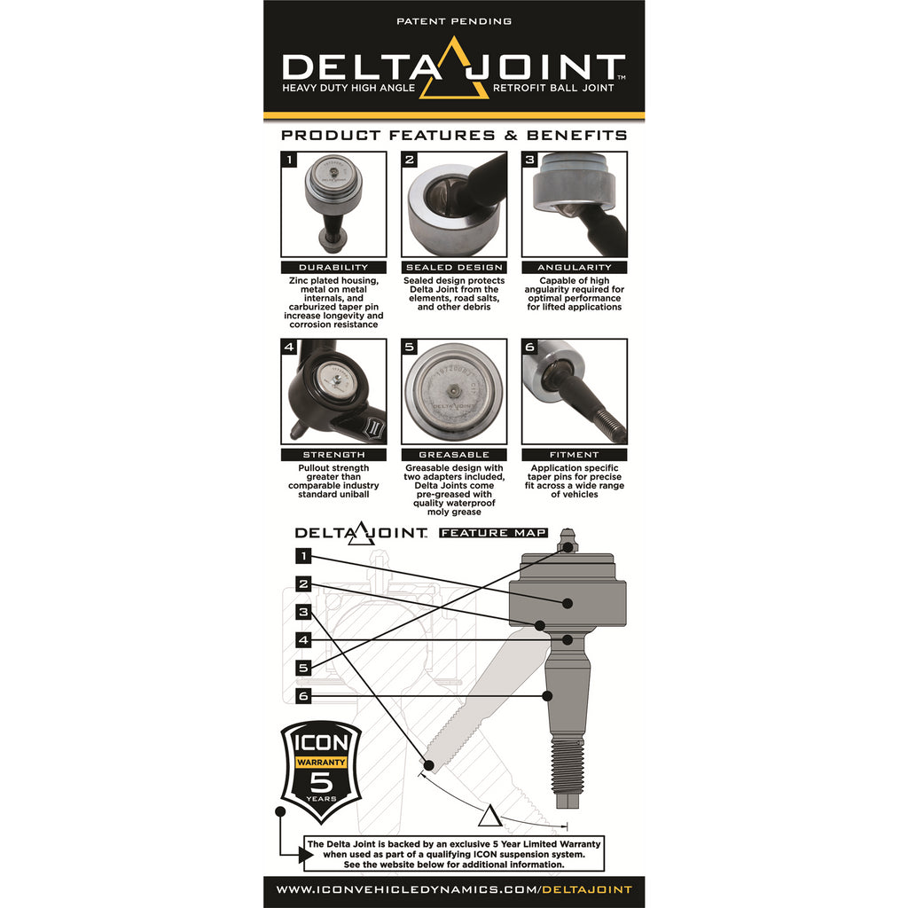 07-16-Gm-1500-Tubular-Upper-Control-Arm-Delta-Joint-Kit-(Small-Taper)