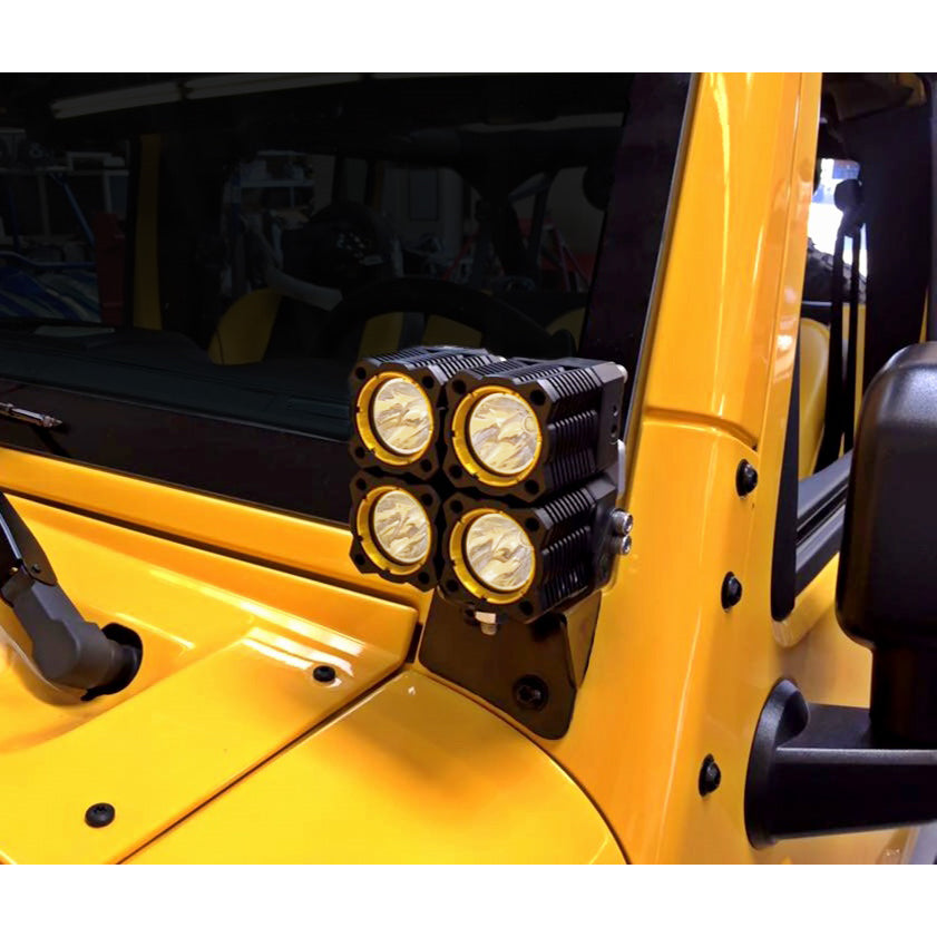 07-18-Jeep-Jk-A-Pillar-Windshield-Light-Mount-Bracket-Set-(Pair)---Black