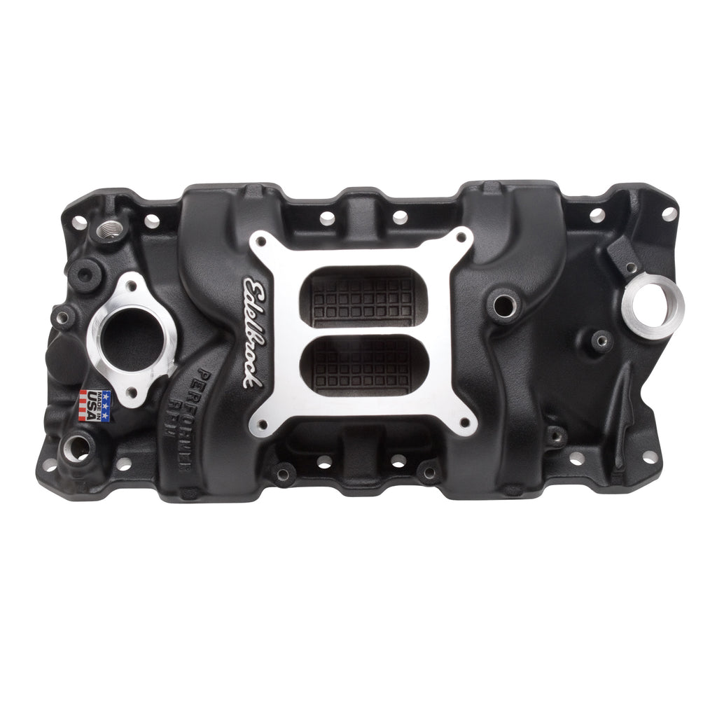 Edelbrock 71013 Performer RPM Small Block Chevy Black Intake Manifold