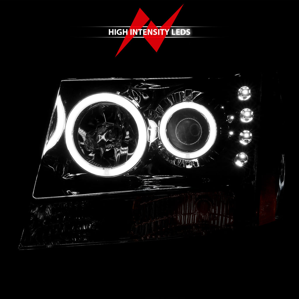 0713-Avalanche0714-SuburbanTahoe-Headlights-Chrome-Clear-Projector-With-Halos-DrivPass