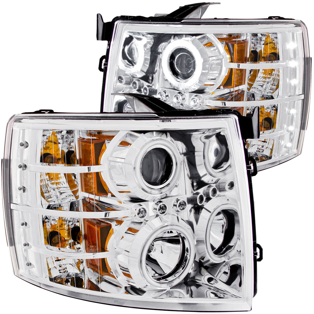 0713-Sil-15000714-Sil-25003500-Headlights-Proj-WHaloChrome-Clear-WAmber-Reflectors-DrivPass