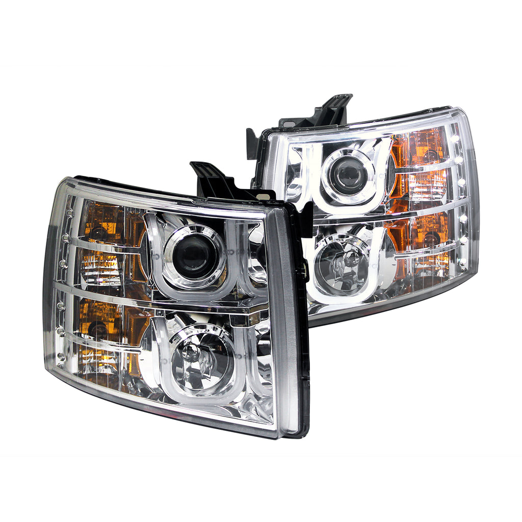 0713-Silverado-15000714-25003500-Projector-WUbar-Chrome-Clear-Amber-Headlights-DrivPass