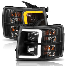 Load image into Gallery viewer, 0713-Silverado-150025003500-Projector-Headlights-W-Plank-Style-Switchback-Black-W-Amber-Pair