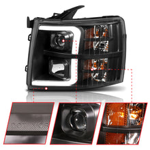 Load image into Gallery viewer, 0713-Silverado-150025003500-Projector-Headlights-W-Plank-Style-Switchback-Black-W-Amber-Pair