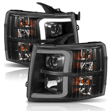 Load image into Gallery viewer, 0713-Silverado-150025003500-Projector-Headlights-W-Plank-Style-Switchback-Black-W-Amber-Pair