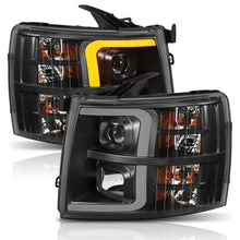 Load image into Gallery viewer, 0713-Silverado-150025003500-Projector-Headlights-W-Plank-Style-Switchback-Black-W-Amber-Pair