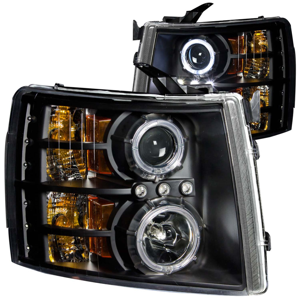 0713-Silverado-1500Silverado-25003500-Headlights-Black-Clear-Projectors-With-Halos-DrivPass