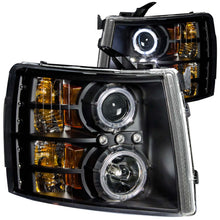 Load image into Gallery viewer, 0713-Silverado-1500Silverado-25003500-Headlights-Black-Clear-Projectors-With-Halos-DrivPass