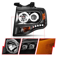 Load image into Gallery viewer, 0714-Expedition-Headlights-Black-Clear-Projector-With-Amber-DriverPassenger