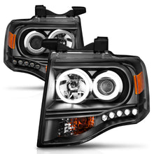 Load image into Gallery viewer, 0714-Expedition-Headlights-Black-Clear-Projector-With-Amber-DriverPassenger