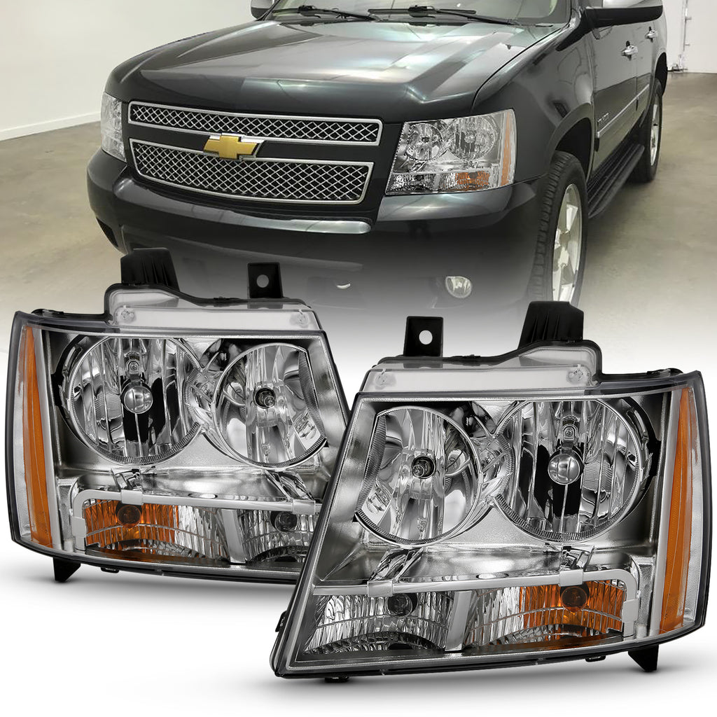 0714-Tahoe-Suburban.-Avalanche-Crystal-Headlight-Chrome-Amber(Oe)