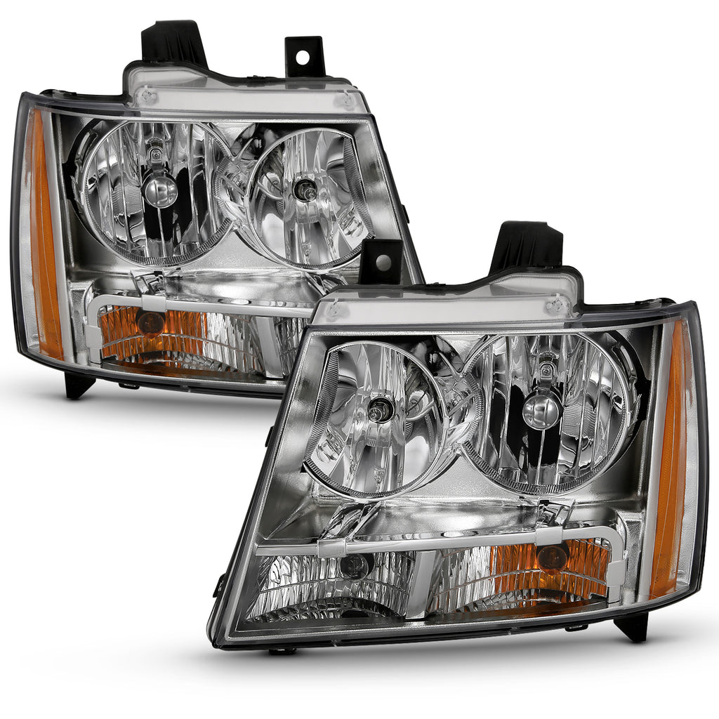 0714-Tahoe-Suburban.-Avalanche-Crystal-Headlight-Chrome-Amber(Oe)