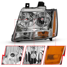 Load image into Gallery viewer, 0714-Tahoe-Suburban.-Avalanche-Crystal-Headlight-Chrome-Amber(Oe)