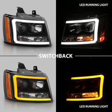 Load image into Gallery viewer, 0714-TahoeSuburbanAvalanche-Projector-Headlights-WPlank-Style-Design-Black-WAmber