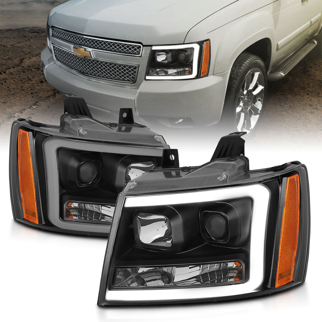 0714-TahoeSuburbanAvalanche-Projector-Headlights-WPlank-Style-Design-Black-WAmber