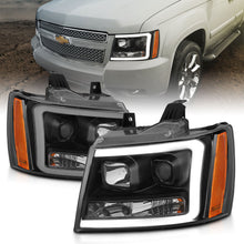 Load image into Gallery viewer, 0714-TahoeSuburbanAvalanche-Projector-Headlights-WPlank-Style-Design-Black-WAmber