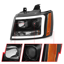 Load image into Gallery viewer, 0714-TahoeSuburbanAvalanche-Projector-Headlights-WPlank-Style-Design-Black-WAmber