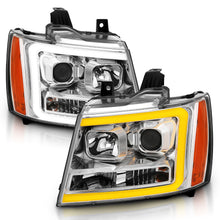 Load image into Gallery viewer, 0714-TahoeSuburbanAvalanche-Projector-Headlights-WPlank-Style-Design-Chrome-WAmber