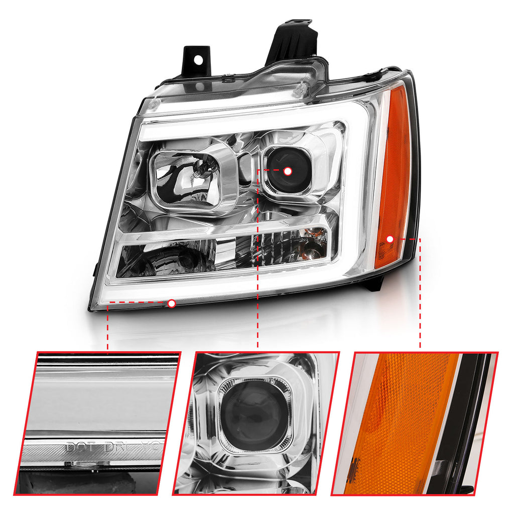 0714-TahoeSuburbanAvalanche-Projector-Headlights-WPlank-Style-Design-Chrome-WAmber