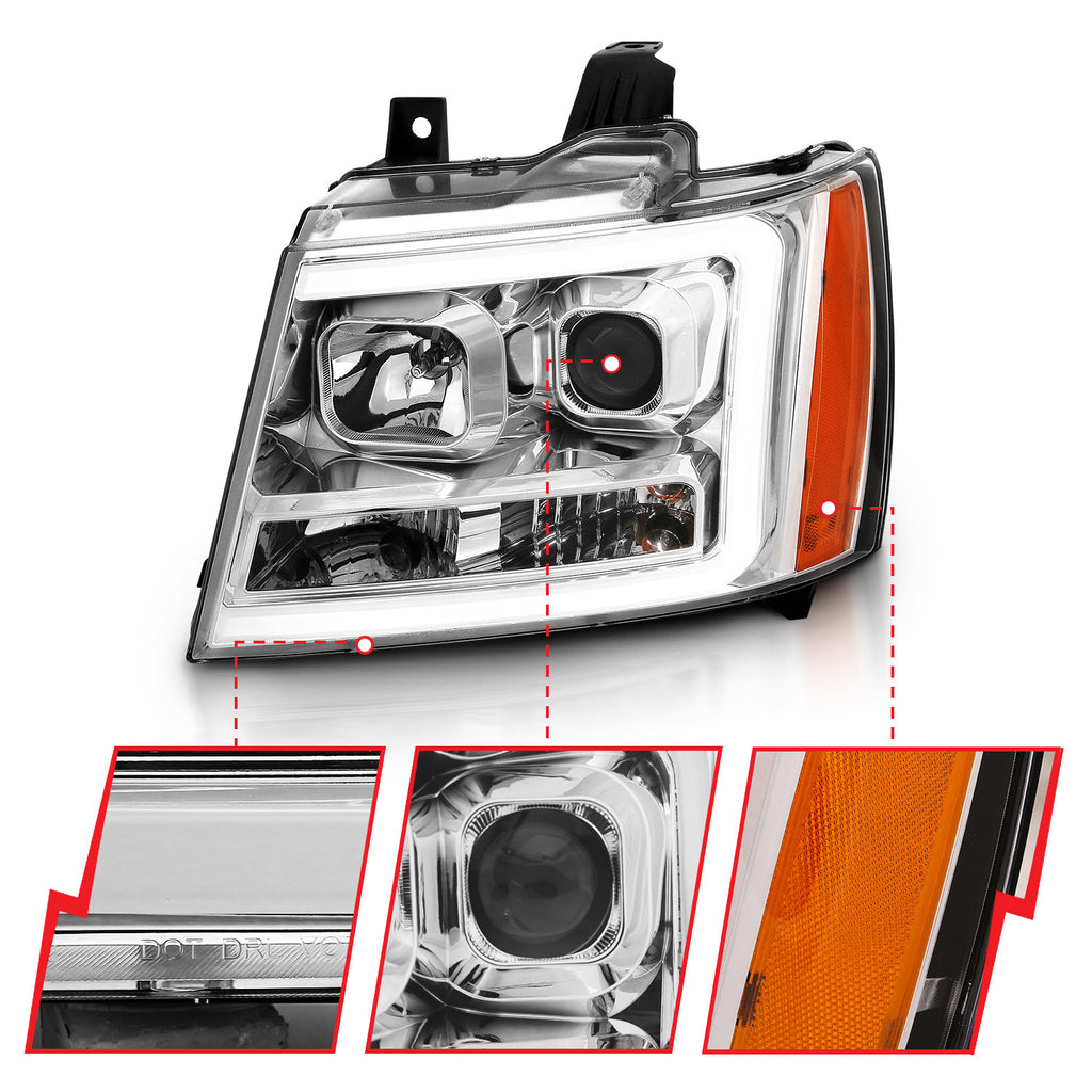 0714-TahoeSuburbanAvalanche-Projector-Headlights-WPlank-Style-Design-Chrome-WAmber