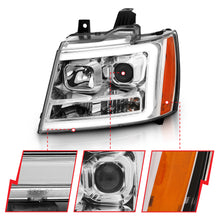 Load image into Gallery viewer, 0714-TahoeSuburbanAvalanche-Projector-Headlights-WPlank-Style-Design-Chrome-WAmber