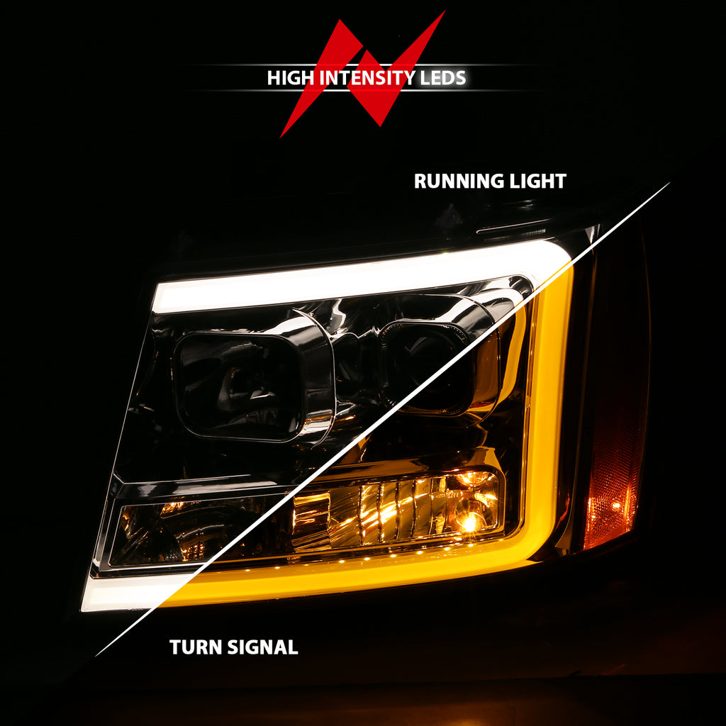0714-TahoeSuburbanAvalanche-Projector-Headlights-WPlank-Style-Design-Chrome-WAmber