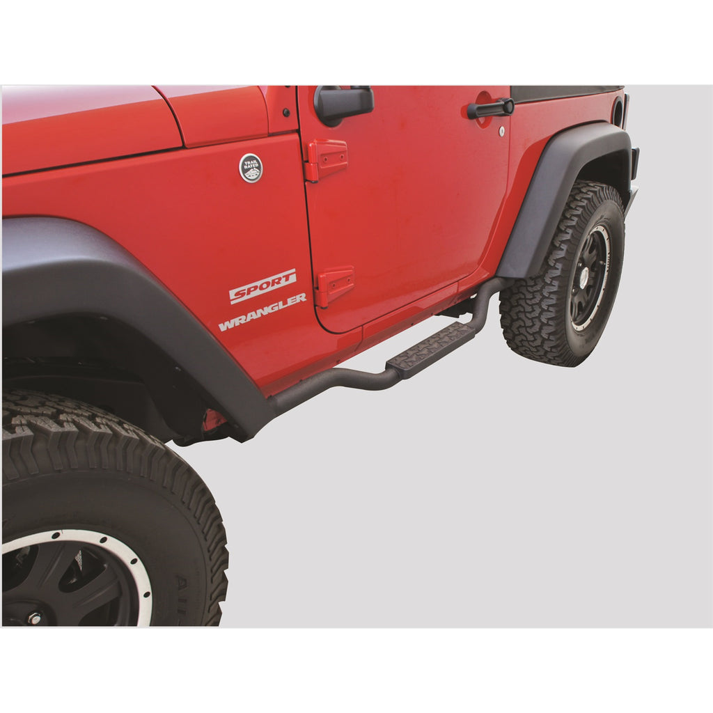 0714-Wrangler-Jk-2-Door-Side-Bar-(Pr)-Drop-Step-Slimline-2Inch-Bar-Black-Textured