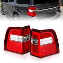 Load image into Gallery viewer, 0717-Expedition-Led-Tail-Lights-WLight-Bar-Sequential-Chrome-Housing-RedClear-Lens
