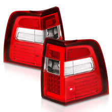 Load image into Gallery viewer, 0717-Expedition-Led-Tail-Lights-WLight-Bar-Sequential-Chrome-Housing-RedClear-Lens