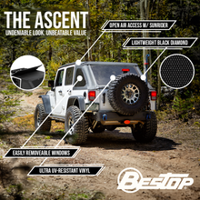 Load image into Gallery viewer, 0718-Jeep-Wrangler-Jk-Ascent-Top-4Dr-Black-(New-Style-Trektop-Nx)