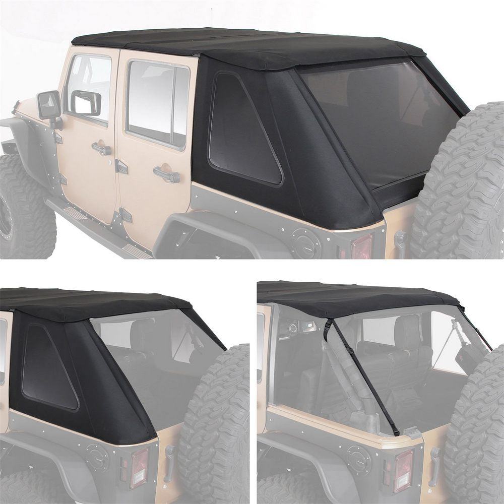 0718-Wrangler-Jk-4Dr-Bowless-Combo-Top-WTinted-Windows-WNo-Upper-Doors;-Prot3k-Black