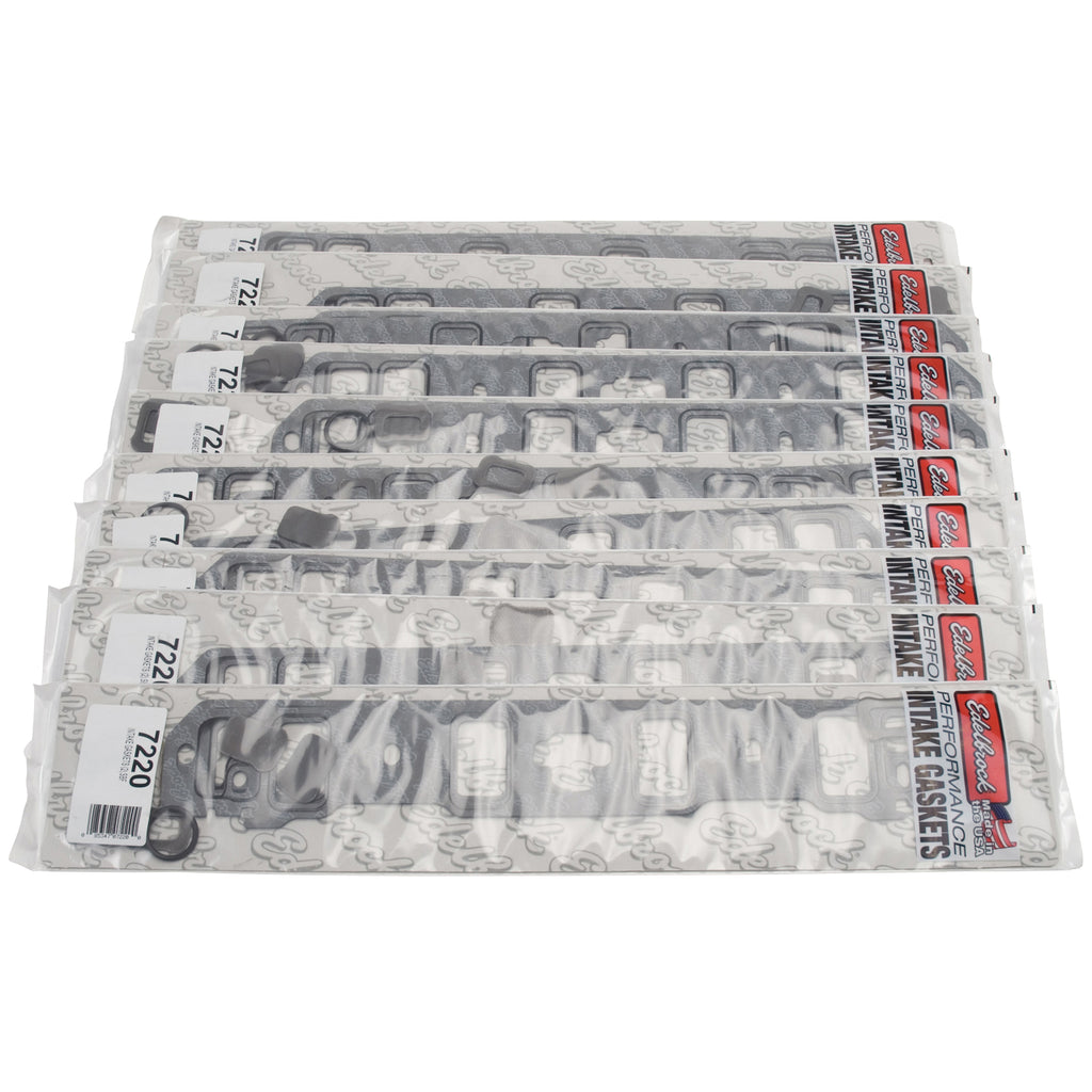 Edelbrock 72208 Intake Manifold Gaskets for 1963-1996 Small-Block Fords - 10 Pack for Select Ford 300, Ford Bronco, Ford Country Sedan, Ford Country Squire, Ford Custom, Ford Custom 500, Ford E-100 Econoline, Ford E-100 Econoline Club Wagon, Ford E-150