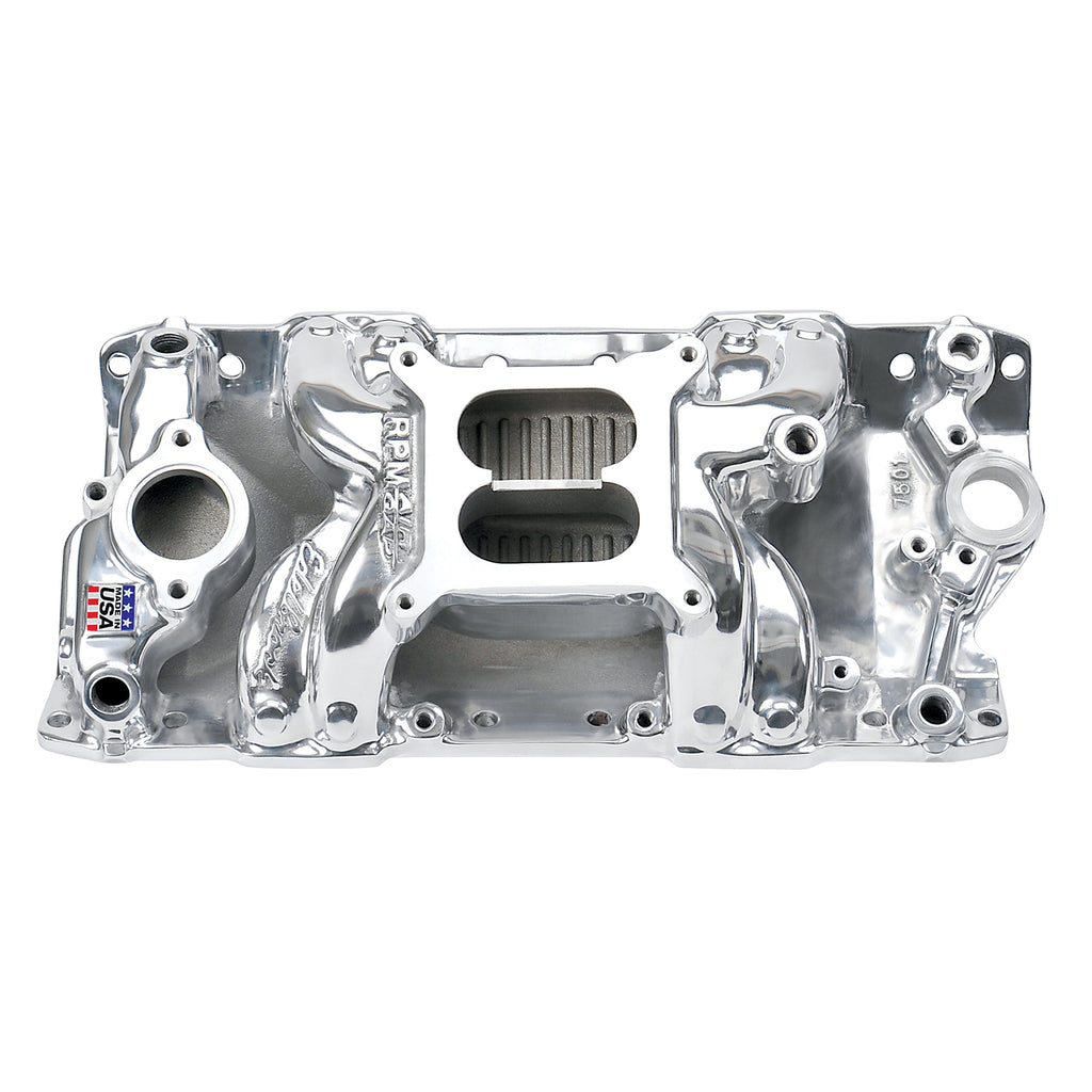 Edelbrock 75011 Performer RPM AIR-Gap Small Block Chevy Polished Intake Manifold for Select Avanti II, Buick Century, Buick LeSabre, Buick Regal, Buick Skylark, Checker Aerobus, Checker Deluxe, Checker Marathon, Checker Taxicab, Chevrolet 3B, Chevrolet