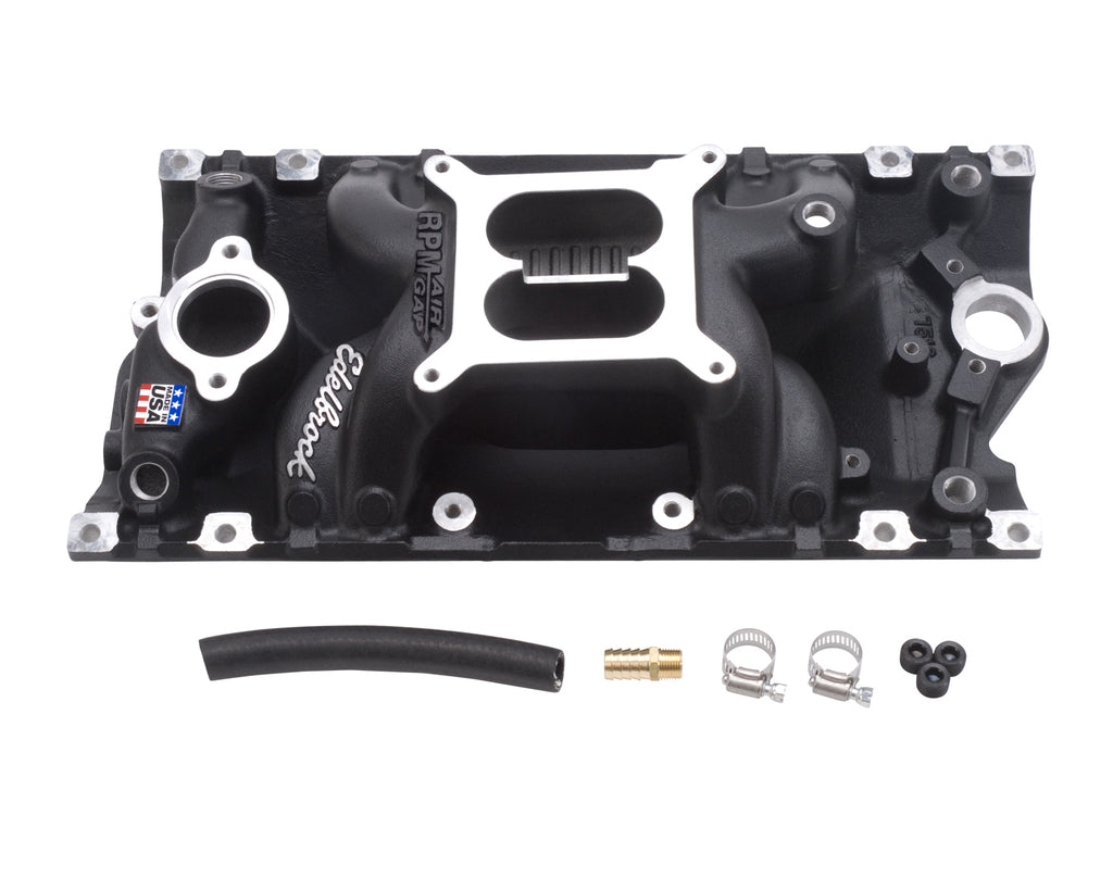 Edelbrock 75163 Performer RPM AIR-GAP Small Block Chevy Vortec Black Intake Manifold