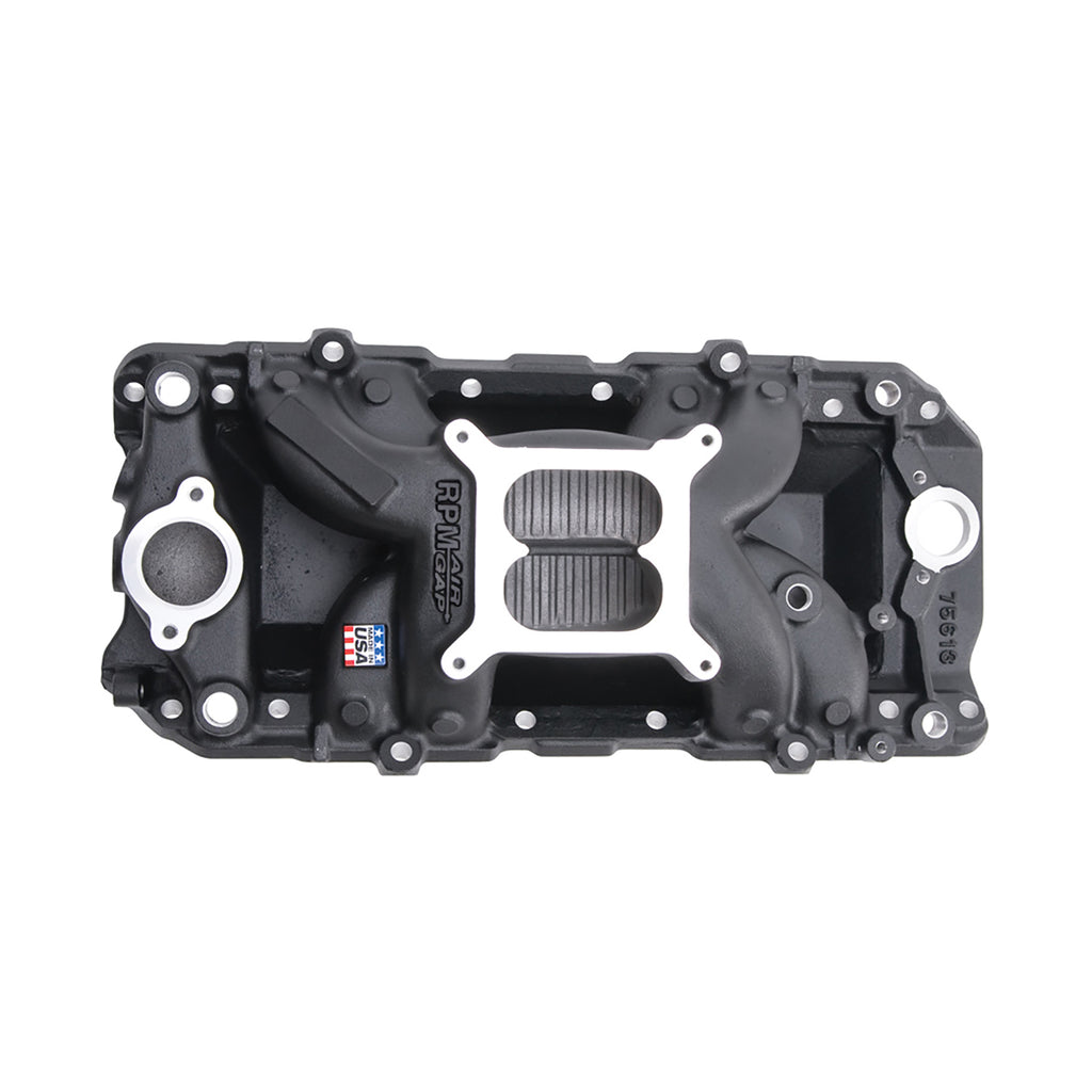 Edelbrock 75613 RPM Air-Gap Big Block Chevy 2-O Black Intake Manifold for Select Chevrolet Bel Air, Chevrolet Biscayne, Chevrolet Blazer, Chevrolet Brookwood, Chevrolet C10, Chevrolet C10 Pickup, Chevrolet C10 Suburban, Chevrolet C20, Chevrolet C20