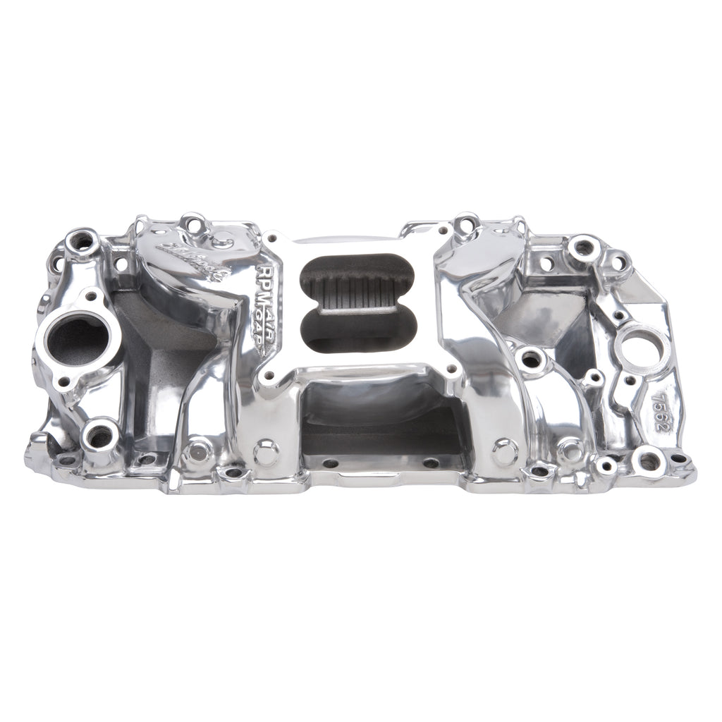 Edelbrock 75621 RPM Air-Gap Big Block Chevy 2-R Polished Intake Manifold for Select Avanti II, Chevrolet Bel Air, Chevrolet Biscayne, Chevrolet Blazer, Chevrolet Brookwood, Chevrolet C10, Chevrolet C10 Pickup, Chevrolet C10 Suburban, Chevrolet C20,