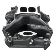 Load image into Gallery viewer, Edelbrock 75763 RPM Air-Gap Small Block Chrysler Black Intake Manifold for Select Bristol 408, Bristol 409, Bristol 410, Chrysler Cordoba, Chrysler LeBaron, Chrysler New Yorker, Chrysler Newport, Chrysler Town &amp; Country, Dodge Aspen, Dodge B100, Dodge