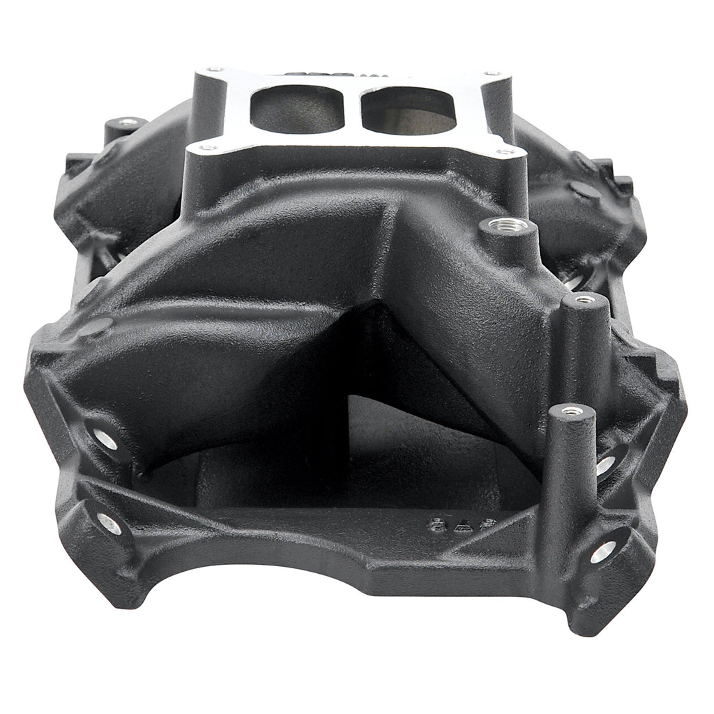 Edelbrock 75763 RPM Air-Gap Small Block Chrysler Black Intake Manifold for Select Bristol 408, Bristol 409, Bristol 410, Chrysler Cordoba, Chrysler LeBaron, Chrysler New Yorker, Chrysler Newport, Chrysler Town & Country, Dodge Aspen, Dodge B100, Dodge
