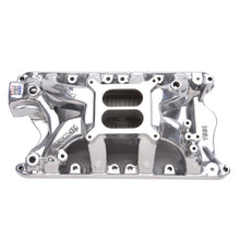 Load image into Gallery viewer, Edelbrock 75811 RPM Air-Gap Small Block Ford Polished Intake Manifold for Select Bricklin SV-1, DeTomaso Pantera, Ford Bronco, Ford Country Sedan, Ford Country Squire, Ford Custom, Ford Custom 500, Ford E-100 Econoline, Ford E-100 Econoline Club Wagon,