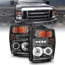 Load image into Gallery viewer, 0810-F250F350F450-Sd-Headlights-Black-Projectors-WHalos(Ccfl)DrivePass